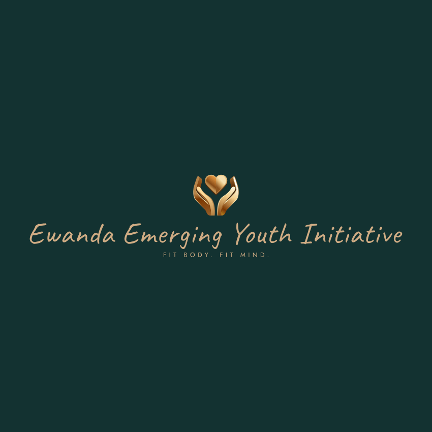 Logo of the Ewanda Emerging Youth Initiative featuring stylized hands and a heart, with the tagline 'FIT BODY. FIT MIND.'